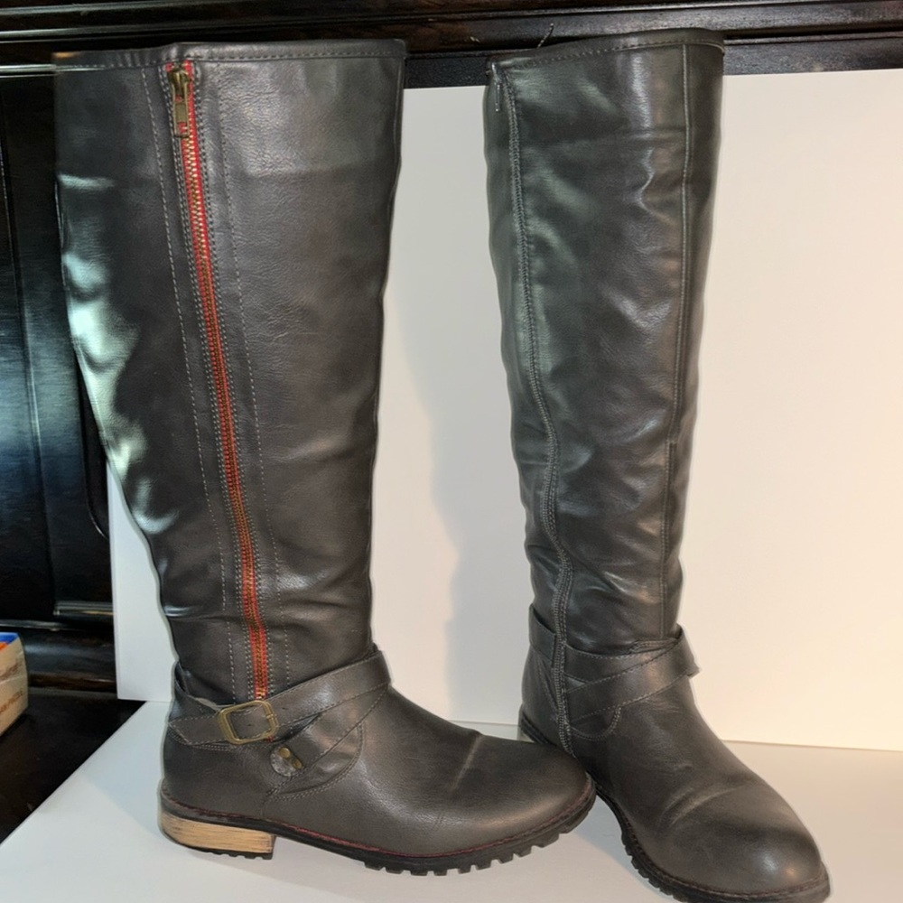 Wide calf tall zip boots